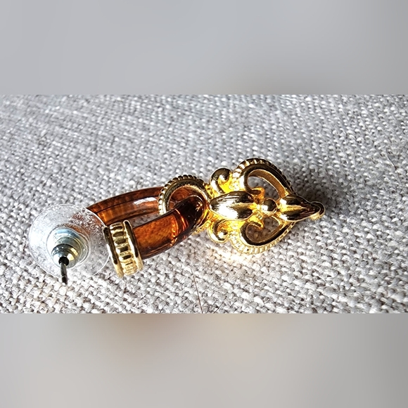 Vintage faux amber earrings and necklace set. 1990's - Picture 5 of 5